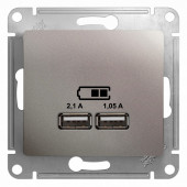 GSL001233 USB РОЗЕТКА A+A, 5В/2,1 А, 2х5В/1,05 А, механизм, ПЛАТИНА Glossa Schneider Electric