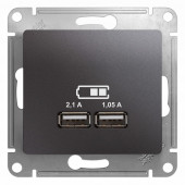 GSL001333 USB РОЗЕТКА A+A, 5В/2,1 А, 2х5В/1,05 А, механизм, ГРАФИТ Glossa Schneider Electric