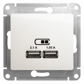 GSL000633 USB РОЗЕТКА A+A, 5В/2,1 А, 2х5В/1,05 А, механизм, ПЕРЛАМУТР Glossa Schneider Electric