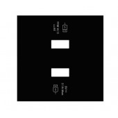 Накладка для механизма розетки USB type-A 2.1A,SC USB type-A 5V, двойная черный матовый Simon 100, 1 пост, 10001196-238