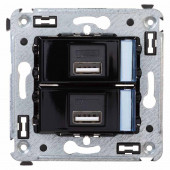 USB зарядное устройство в стену Черный квадрат DKC Avanti 4402543