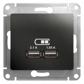 GSL000733 USB РОЗЕТКА A+A,5В/2,1 А, 2х5В/1,05 А, механизм, АНТРАЦИТ Glossa Schneider Electric